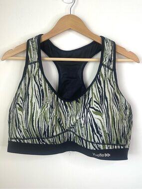 Yvette Zebra Print Sports Bra - Green and Black 5XL